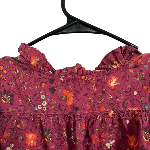 Sundance Dorthea Bloom Top Ruffle Puff Sleeve Button Down Floral Blouse XS - Picture 7 of 11